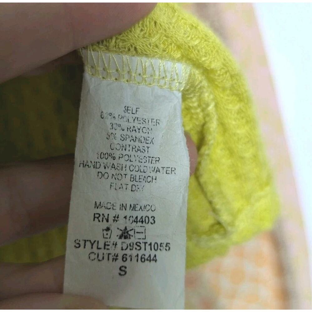 Blu Pepper Pea Green Waffle Knit Sheer Pattern Balloon Sleeve Lagenlook Blouse S - Picture 6 of 6